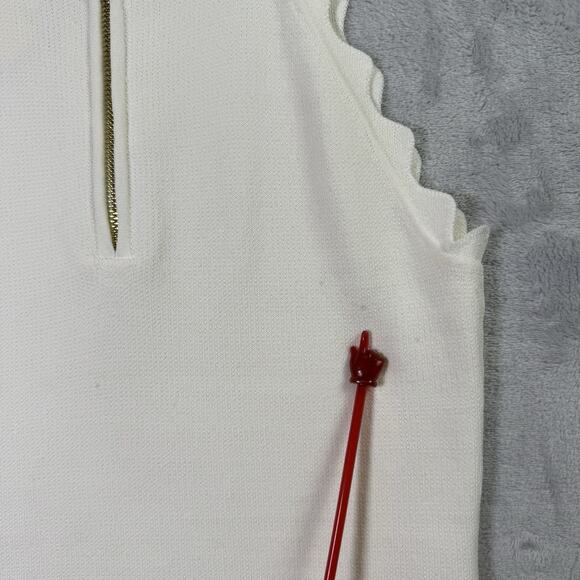 Eliza J White Tank Top Size Small White Wave Ruffle Hem *Flaws Formal Stretch - Picture 16 of 16